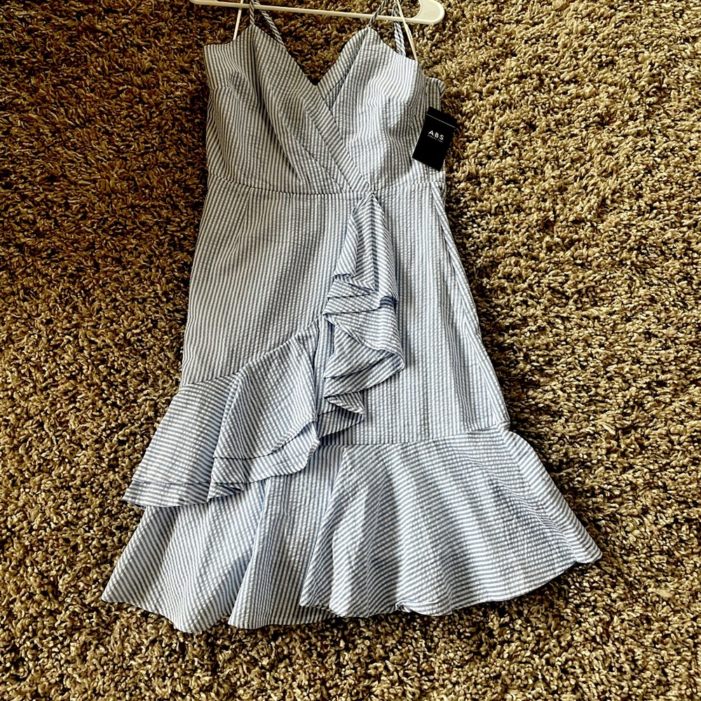 ABS white & blue pinwheel dress SIZE 8-NWT